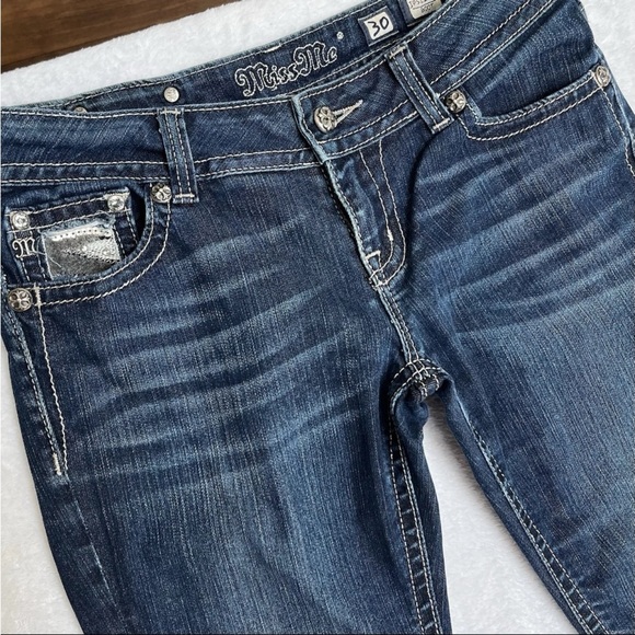 Miss Me Jeans Sz 30x32 Bootcut Sequined Dark Wash Y2K Bling Western JP5124B6 EUC - Picture 2 of 15